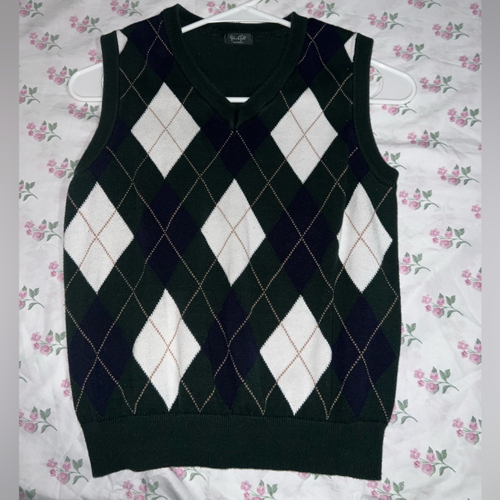 John Galt Sweater Vest in Green and White